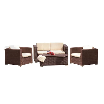Murano 4pc Wicker Patio Sofa Set - Brown - Christopher Knight Home 1 Murano 4pc Wicker Patio Sofa Set - Brown - Christopher Knight Home