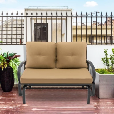 Tangkula 2-Person Outdoor Patio Glider Bench Swing Seat Bench W/ Seat & Back Cushions 2 Tangkula 2-Person Outdoor Patio Glider Bench Swing Seat Bench W/ Seat & Back Cushions - Image 2