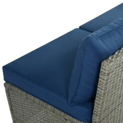 5pc Outdoor Wicker Conversation Set With Cushions - Blue - GODEER -Crosley shop GUEST fc239af5 4fd7 4683 8081 1751e24671ec