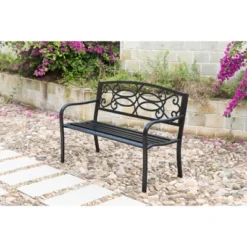 Gardenised Steel Outdoor Patio Garden Park Seating Bench With Cast Iron Scrollwork Backrest, Front Porch Yard Bench Lawn Decor 8 Gardenised Steel Outdoor Patio Garden Park Seating Bench With Cast Iron Scrollwork Backrest, Front Porch Yard Bench Lawn Decor -Crosley shop GUEST fced5a3d 5a13 4e8e a20e 01042ec5c5f0