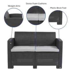 Flash Furniture Faux Rattan Loveseat With All-Weather Cushions -Crosley shop GUEST fd91ebc4 7ce8 4b97 9fb9 8d2ac9ed19ca