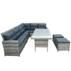 6pc Wicker Patio Set With Glass Table Ottomans - Gray/Dark Gray - GODEER 22 6pc Wicker Patio Set With Glass Table Ottomans - Gray/Dark Gray - GODEER -Crosley shop GUEST fef758e0 a6de 4f88 bd09 9d1f6a05b5c0 1