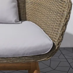 Grayton 4pc Rustic All-Weather Patio Wood And Wicker Conversation Set - Light Gray - Vifah -Crosley shop GUEST ff0a0868 b98a 48ef b1ee fc5fc24ec111