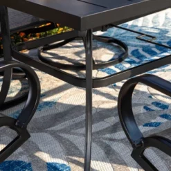 7pc Patio Dining Set With Rectangle Table With 2.6" Umbrella Hole & Metal Sling Arm Chairs - Captiva Designs -Crosley shop GUEST ffc5ae8a 14ab 419b 9f72 facbfc8760b0