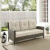 Rockport Outdoor Wicker High Back Sofa - Oatmeal/Light Brown - Crosley