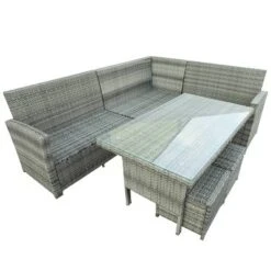 6pc Outdoor Set With Sectional & Glass Table - Gray - WELLFOR -Crosley shop GUEST ffebea3a 04d0 412e a67e da4ea5d640fb