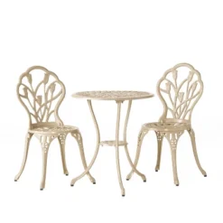 Nassau 3pc Cast Aluminum Patio Bistro Set - Sand - Christopher Knight Home -Crosley shop GUEST fffe722e ae33 4d91 b5db 75f6eca2dada